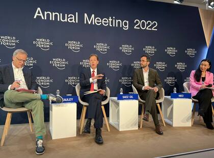 Diego Saéz-Gil durante el foro de Davos sobre Cambio Climático.