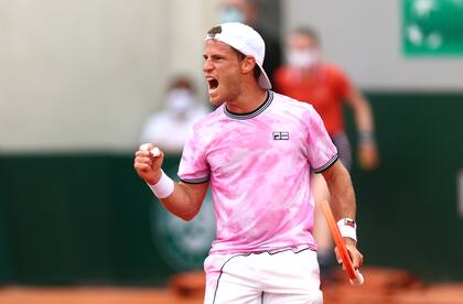 Diego Schwartzman celebra en su partido de cuarta ronda contra Jan-Lennard Struff