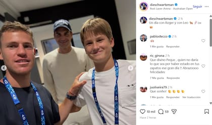Diego Schwartzman visit a Roger Federer y se sac una foto con su hijo Leo