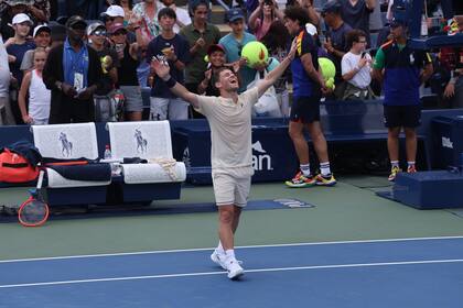 Diego Schwartzman y uno de sus últimos festejos, cuando pasó la qualy del US Open del año pasado, su último torneo de Grand Slam