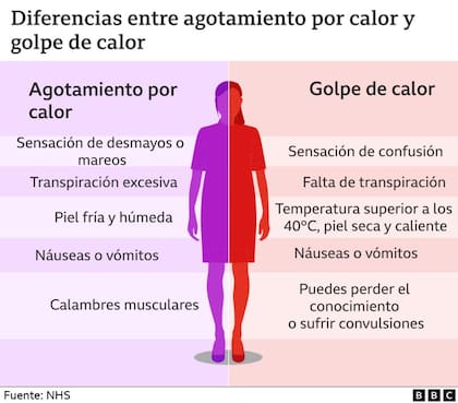 Diferencias entre agotamiento por calor y golpe de calor (NSH)