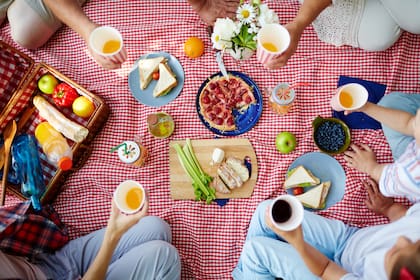 Diferentes opciones de comida que se pueden llevar a un picnic casero