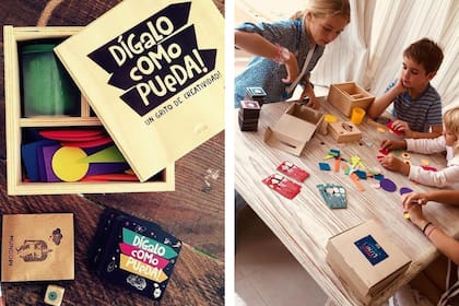 Dígalo como pueda está pensado para chicos a partir de ocho años. Se juega en equipos y es competitivo. Hay que representar objetos con todo tipo de elementos.