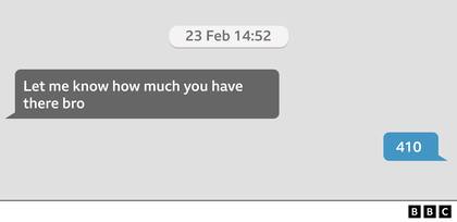 "Dime cuánto tienes, hermano" / "410".