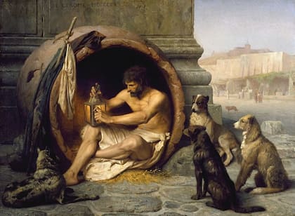 "Diógenes sentado en su barril", de Jean-Léon Gérôme (1860).