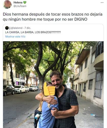 “Dios hermana después de tocar esos brazos no dejaría que ningún hombre me toque por no ser DIGNO”, otro comentario en Twitter.