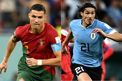 Diptico deCristiano Ronaldo de Portugal y Edinson Cavani Uruguay