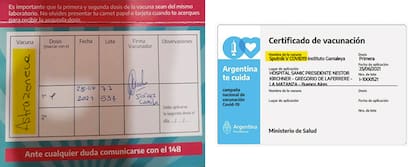 Discrepancias entre el certificado de vacunación impreso y digital de Carlos, de 52 años, vecino de La Matanza