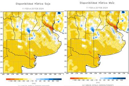 Disponibilidad hídrica para soja y maíz