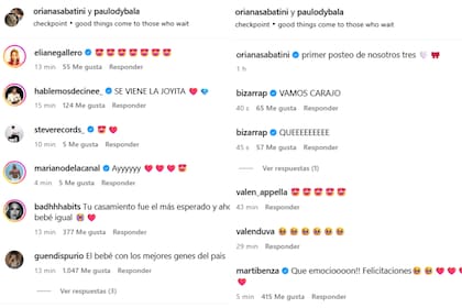 Distintas figuras del espectáculo saludaron y felicitaron a Oriana y Paulo por la noticia (Foto: Captura Instagram)