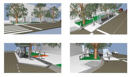 Distintas vistas del proyecto de la parada que se instalará en el cruce de Libertador y Pereyra Lucena