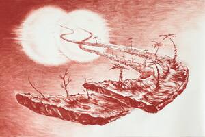 Doble Way, dibujo en sanguina sobre papel