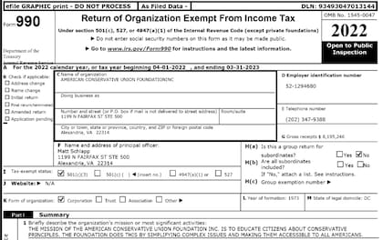 Documento de CPAC presentado ante el IRS estadounidense.