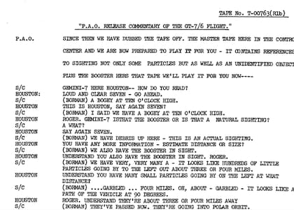 Documento en el que astronautas aseguran haber visto un ovni en el espacio