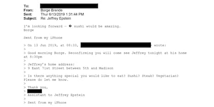 Documentos publicados por el Departamento de Justicia de EE.UU. por el caso Epstein incluyen mails entre el presidente y director ejecutivo del Foro Económico Mundial (WEF), Borge Brende, y el delincuente sexual Jeffrey Epstein