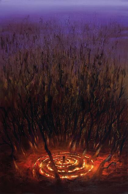 "Vestigios de una antigua llama", pintura de Juan Doffo, que tiene un precio base de US$ 3000