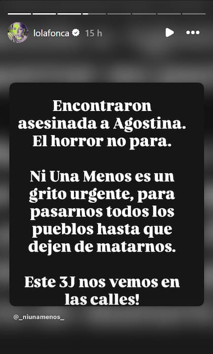Dolores Fonzi se sumó al repudio