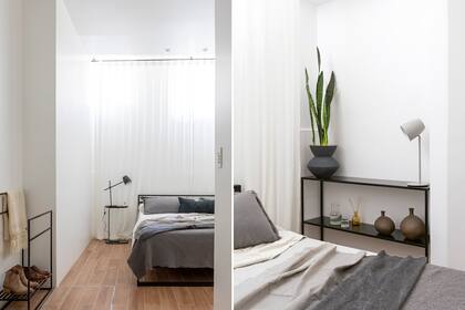 (Doma), lámpara de mesa (I Wish). Consola Bruto Herrería). Piezas de cerámica (Antes Pella). Maceta (Philippa Deco Boutique). Sábanas (Gratitud Infinita).