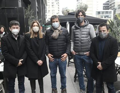 Domenichini, Tavela, Manes, Lousteau y Tetaz, reunidos este lunes por la mañana
