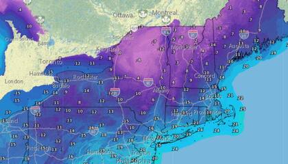 Domingo extremadamente frío: máximas de 0 °C en el interior y 2 °C en la ciudad, con vientos de 30-45 km/h que intensificarán la sensación térmica a -12 °C