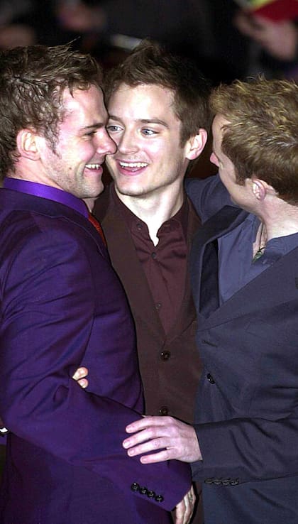 Dominic Monaghan, Elijah Wood y Billy Boyd, en tiempos del estreno de El Señor de los Anillos: la Comunidad del Anillo