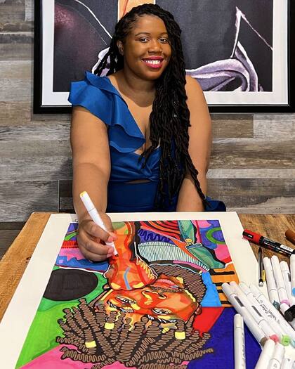 Dominique Brown no solo crea arte, también busca visibilizar historias de afroamericanos y su cultura a través de sus retratos