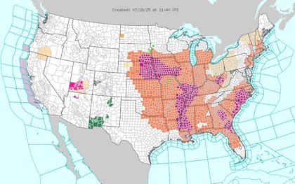 Domo de calor extremo en el Sureste: Raleigh, Charlotte y Orlando enfrentarán sensaciones térmicas de 46°C este lunes, en una ola de calor que afectará a 18 millones de personas