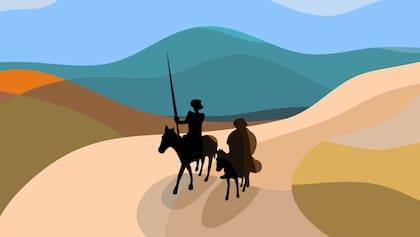 Dom Quixote e Sancho Pança em sua jornada
