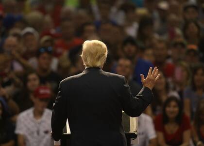 Donald Trump, ayer, durante un acto de campaña en Daytona, Florida