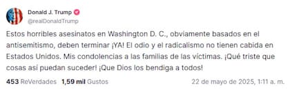 Donald Trump condenó el ataque en Washington D.C.