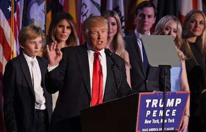 Donald Trump en la noche de las elecciones presidenciales de 2016