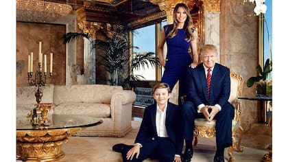 Donald Trump junto su familia en su departamento, un penthouse de tres pisos