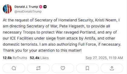 Donald Trump justificó la medida a través de un mensaje en Truth Social