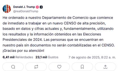 Donald Trump realzó que se utilizarán cifras obtenidas en las Elecciones presidenciales para el nuevo censo
