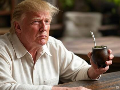 Donald Trump tomando mate, una de las imágenes fotorrealistas generadas por Grok, la IA de Elon Musk