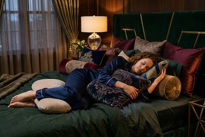Dormir pegados a almohadas disminuye los niveles de cortisol —la hormona del estrés— y estimula la liberación de oxitocina (Foto: IA)