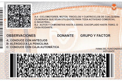 Dorso de la nueva licencia nacional