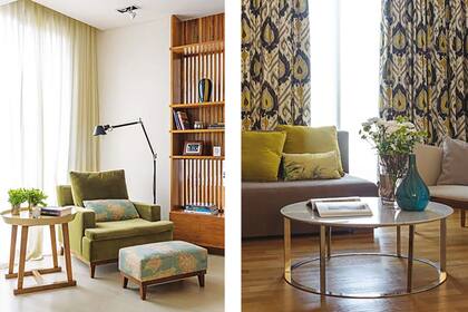 Der.: el playroom de la planta alta, las cortinas de gasa de lino se colgaron de piso a techo para aumentar la escala del ambiente.