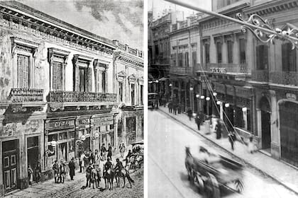 Dos ángulos distintos para el antiguo Café de París, sobre la calle Cangallo (y Reconquista). Francisco Sempé lo consagró como uno de los mejores restaurantes del antiguo Buenos Aires.
