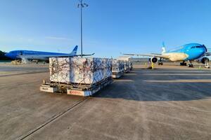 Dos aviones de Aerolíneas Argentinas trasladaron este viernes las vacunas de Moderna desde Memphis hacia Ezeiza