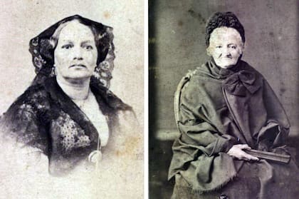 Dos "carte de visite" del álbum de "Mita": doña Justa Cané Andrade, viuda de Florencio Varela y de Andrés Somellera