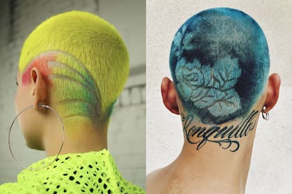 Dos estilos en el arte efímero de los tatuajes en el pelo