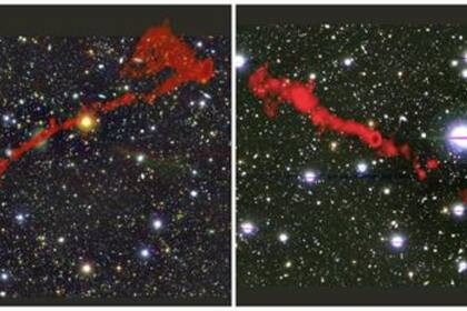 Dos radiogalaxias gigantes encontradas con el telescopio MeerKAT