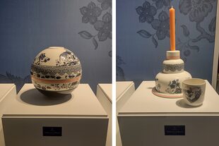 Dos "statement pieces" de Vileroy Boch: la esfera 'Klatt' formada por cuencos de distinto tamaño y una "torta" que crearon para celebrar sus 75 años.