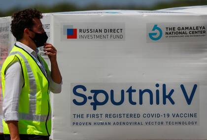Doses of the Sputnik V (Gam-COVID-Vac) vaccine against the coronavirus disease (COVID-19) are seen at Ezeiza International Airport, in Buenos Aires, Argentina January 16, 2021. REUTERS/Agustin Marcarian