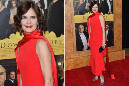 De rojo. Elizabeth McGovern, más conocida como Cora Crawley, lució un bello vestido color rojo del diseñador Antonio Berardi