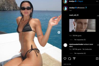 Dua Lipa disfrutó de Grecia (Foto Instagram @dualipa)