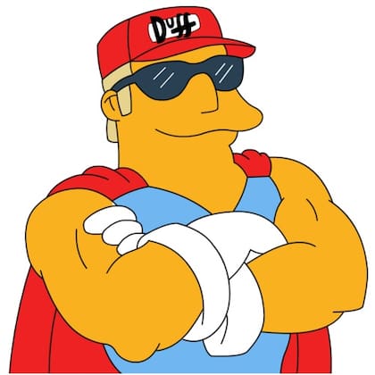 Duffman, la mascota de la cerveza en la serie