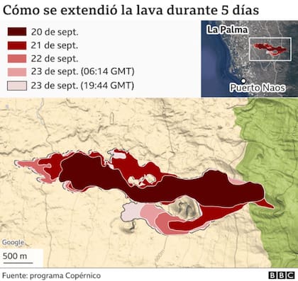Durante cinco días, la lava se extendió por toda la región