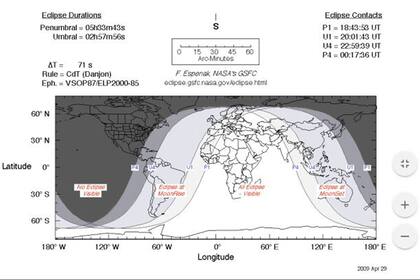 Durante el atardecer, a las 18.45, la luna se oscurecerá y se podrá ver un eclipse parcial en el cielo